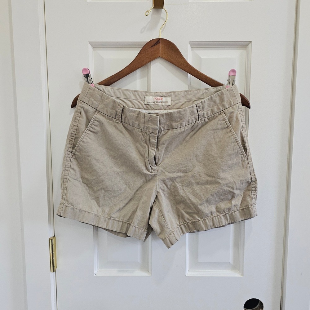 J.Crew Womens Khaki Tan Broken-In Chino Shorts Size 6 100% Cotton Mid Rise